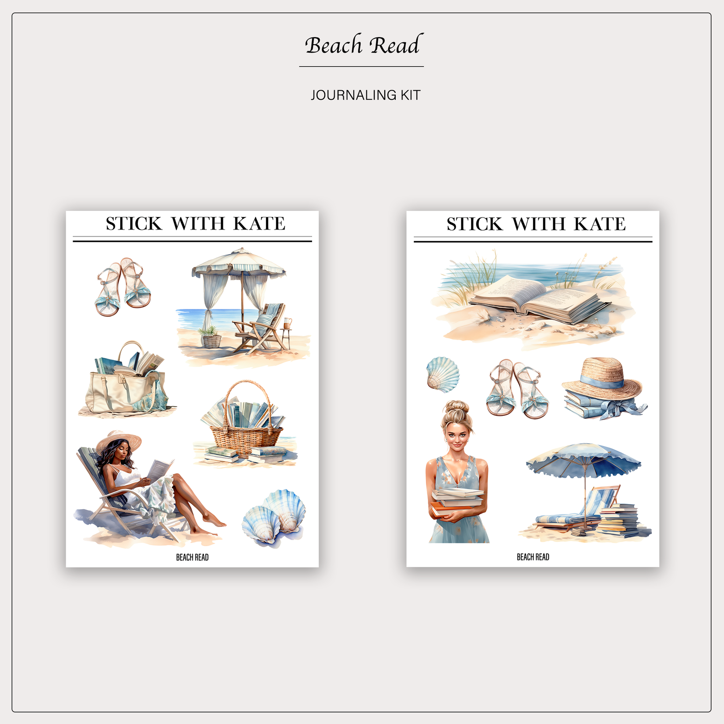 Beach Read Journaling Sticker Kit | Set of 4 Sticker Sheets