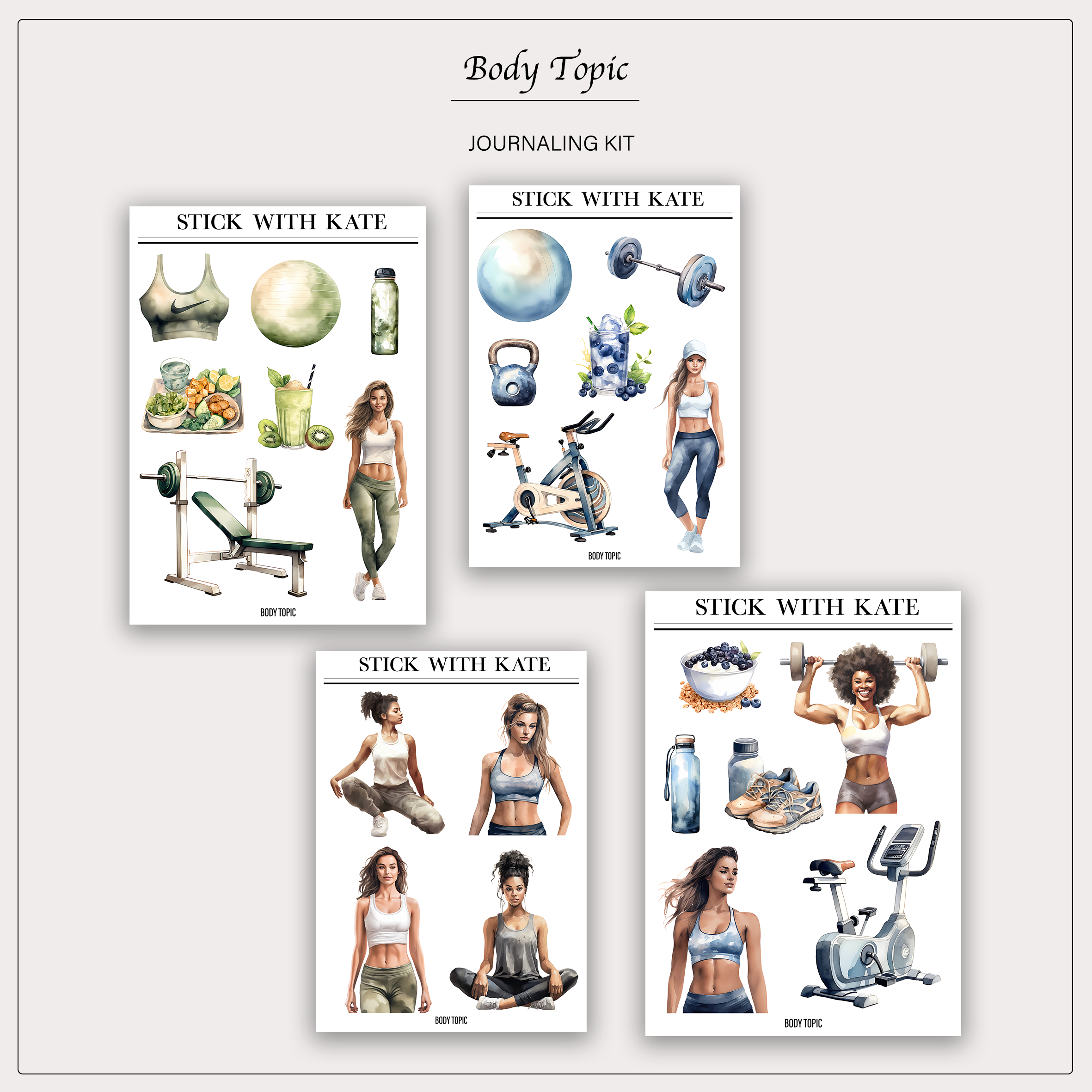 Body Topic Journaling Sticker Kit | Set of 4 Sticker Sheets – Stick ...
