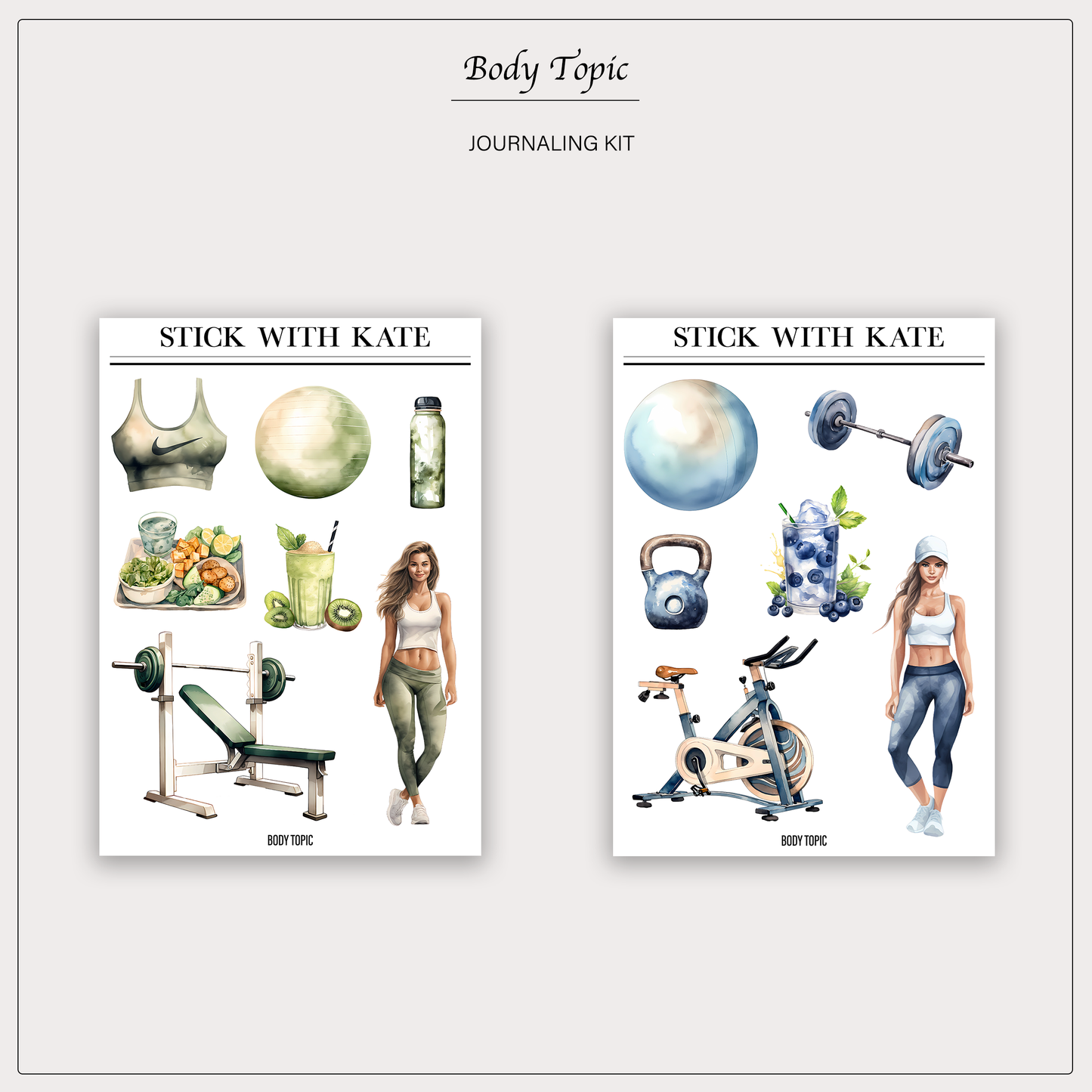 Body Topic Journaling Sticker Kit | Set of 4 Sticker Sheets