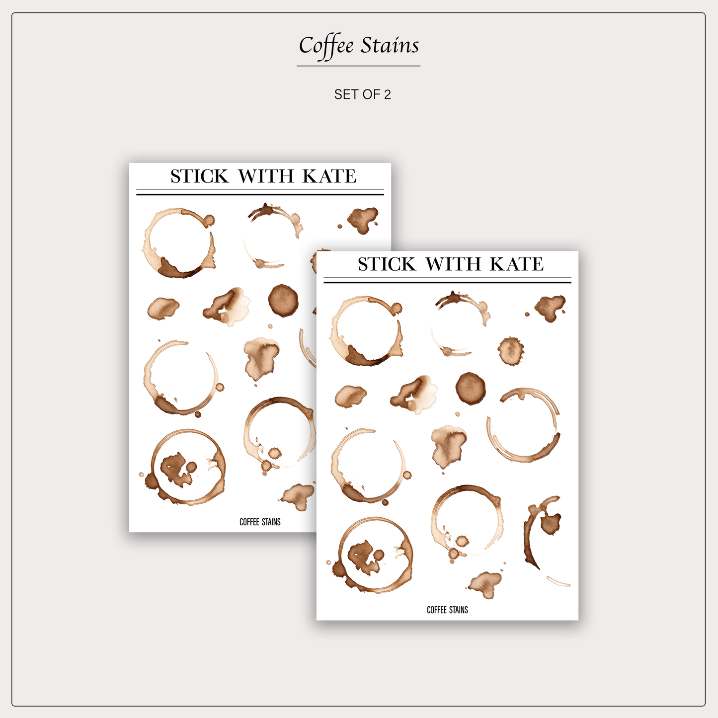 Coffee Stains Sticker Set | 2 Sheets | Deco Stickers