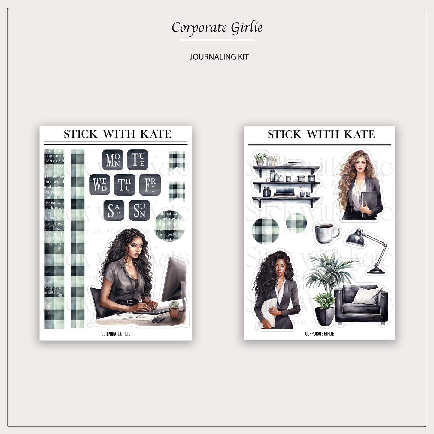 Corporate Girlie Journaling Sticker Kit - 6pc sticker set