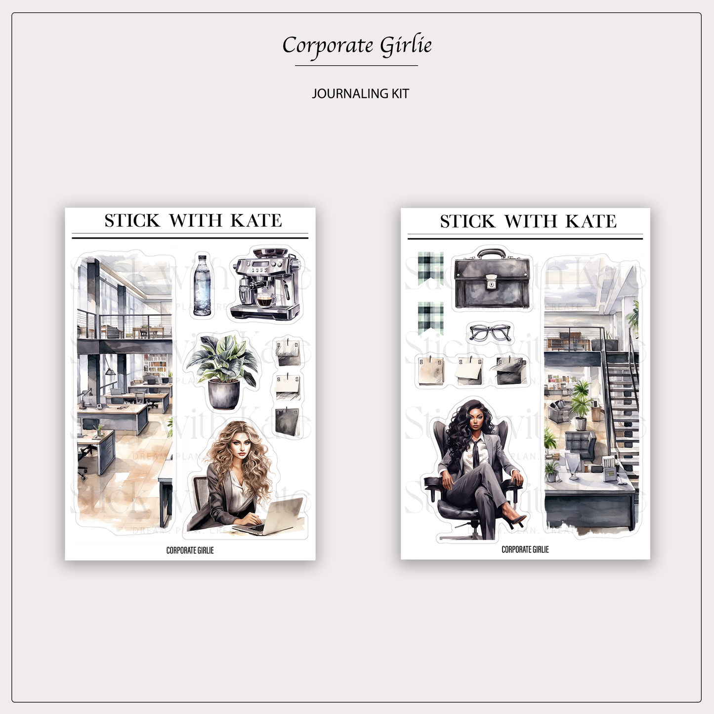 Corporate Girlie Journaling Sticker Kit - 6pc sticker set