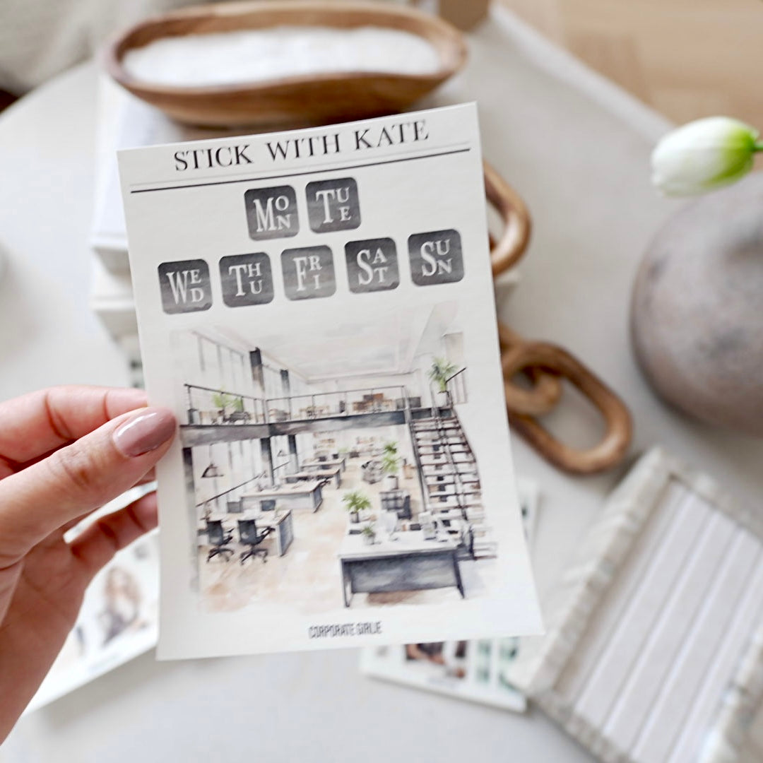Corporate Girlie Journaling Sticker Kit - 6pc sticker set
