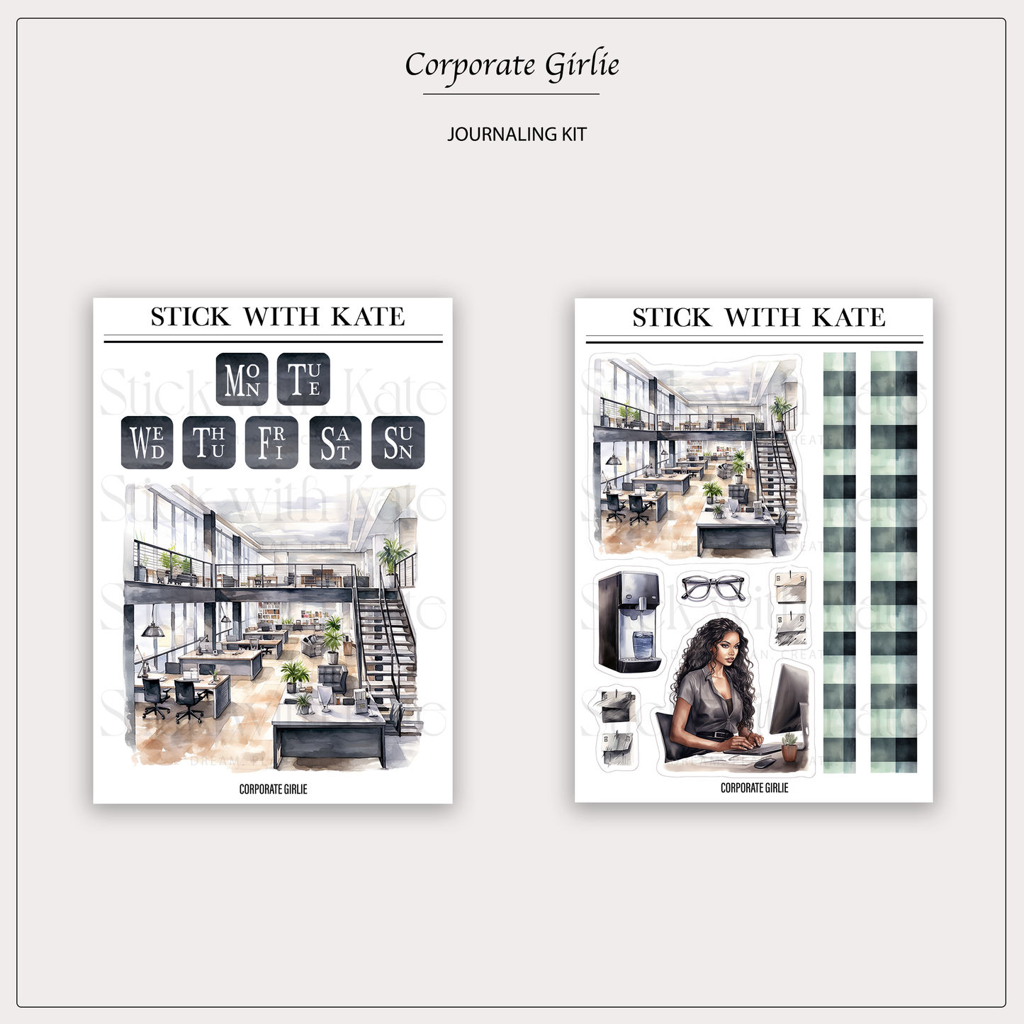 Corporate Girlie Journaling Sticker Kit - 6pc sticker set