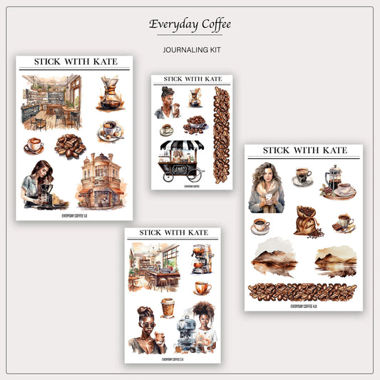 Everyday Coffee Journaling Sticker Kit | Set of 4 Sticker Sheets