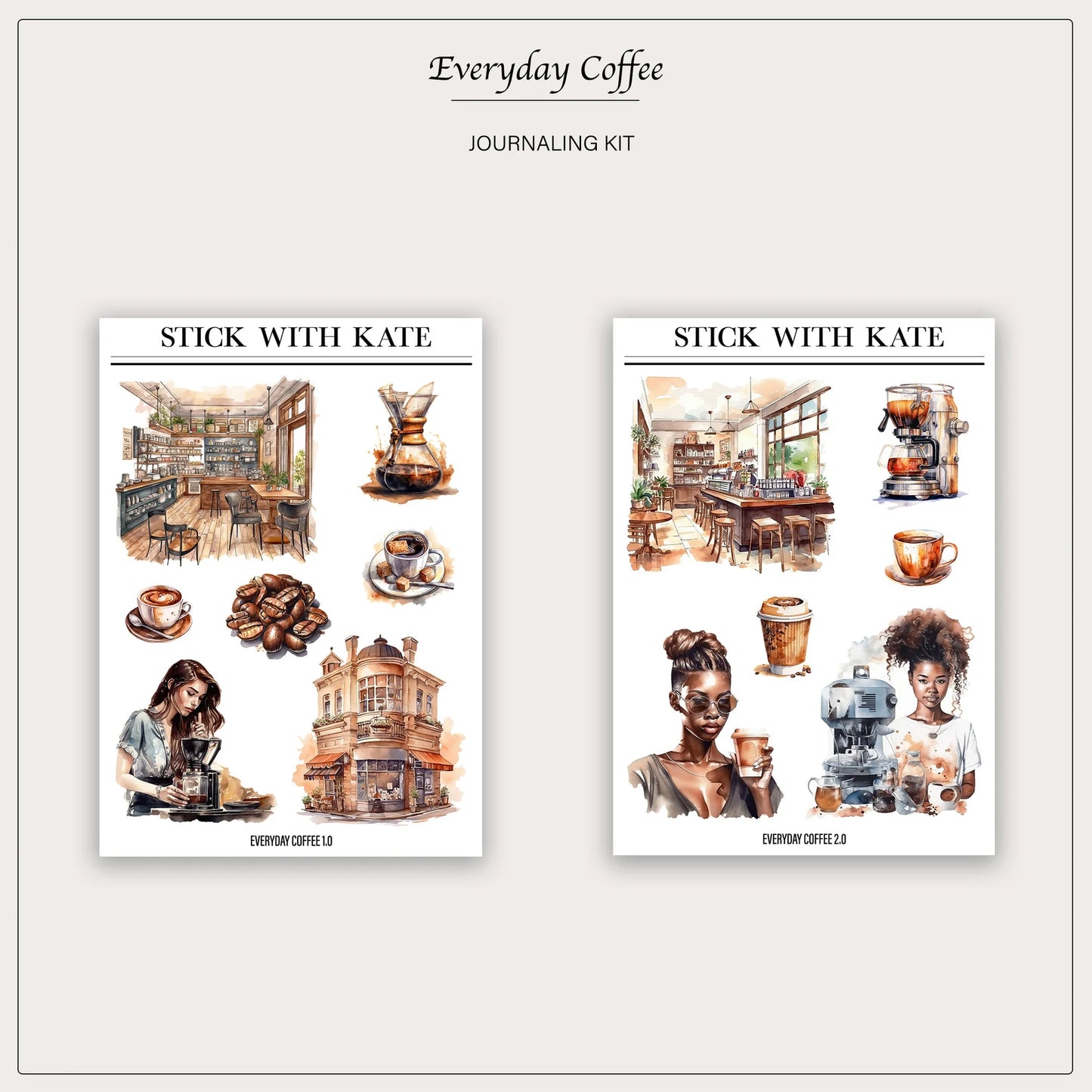 Everyday Coffee Journaling Sticker Kit | Set of 4 Sticker Sheets