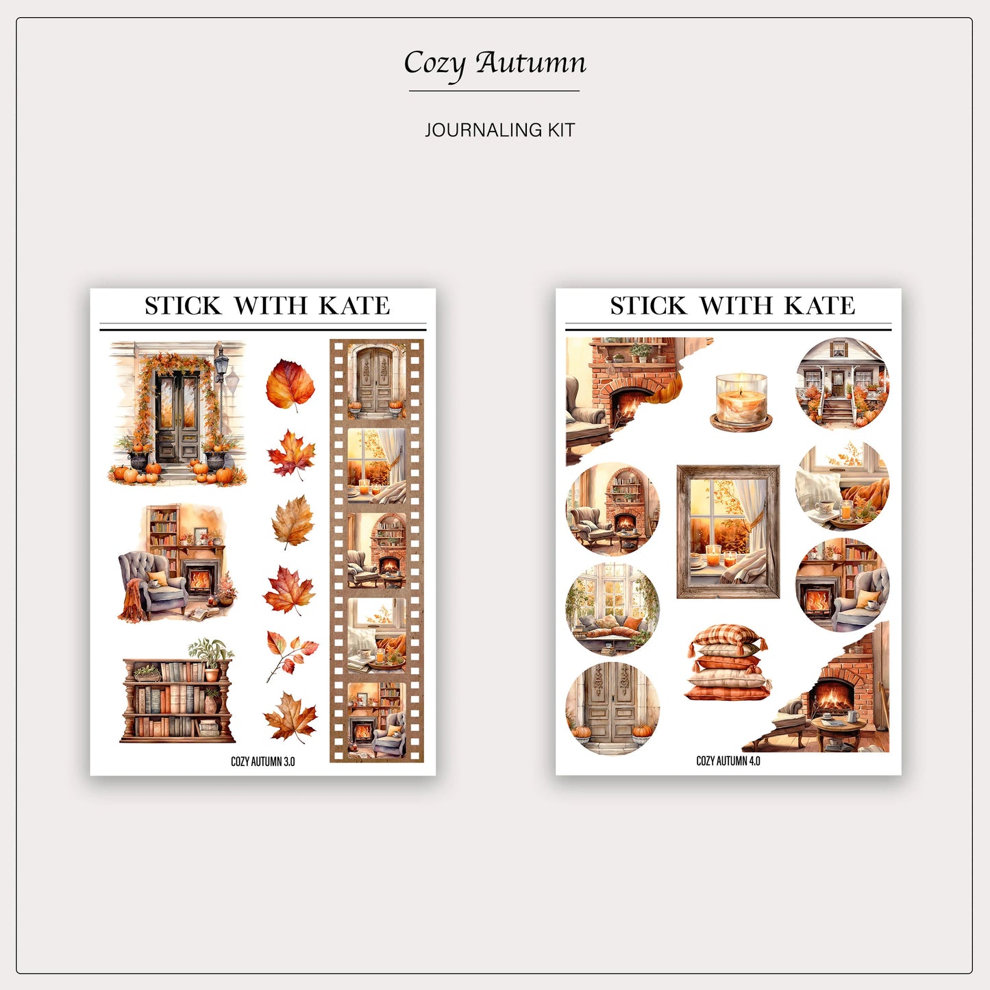 Cozy Autumn Journaling Kit | Set of 6 Sticker Sheets