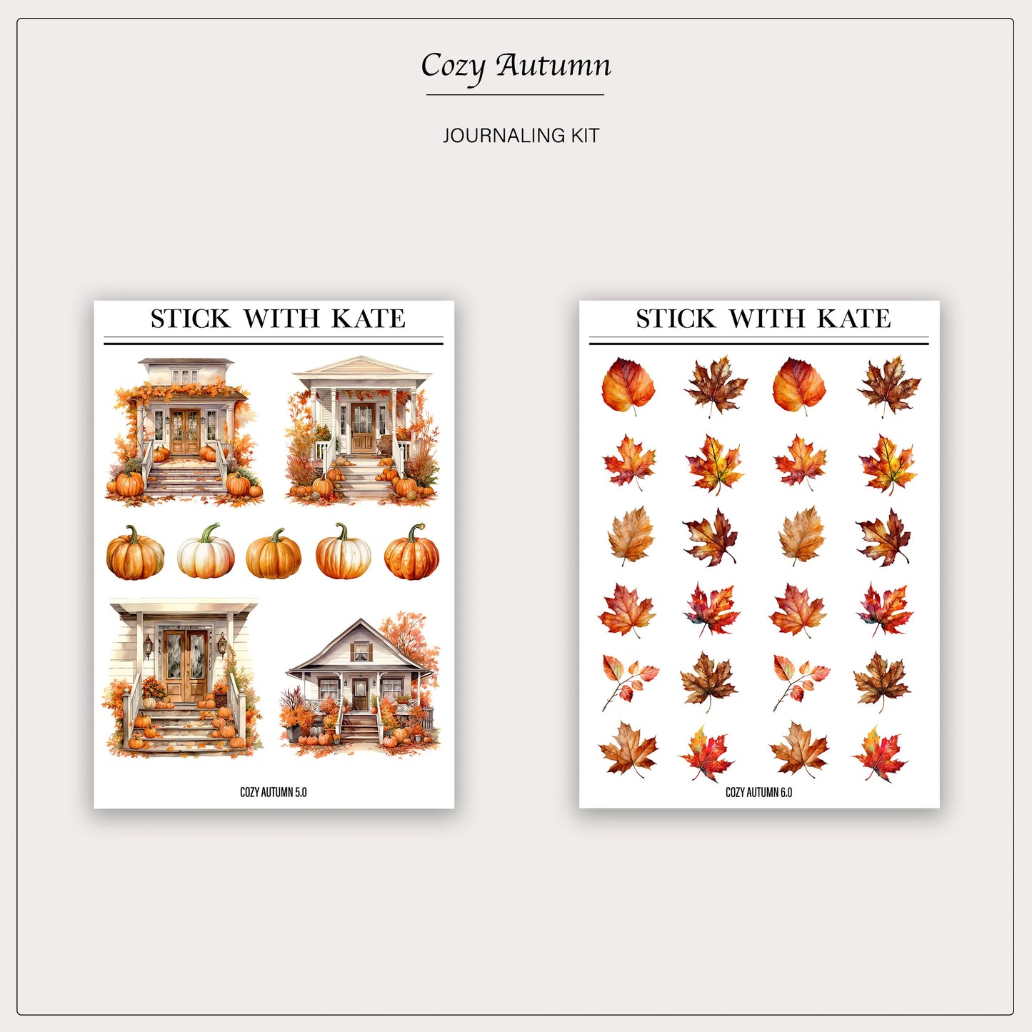 Cozy Autumn Journaling Kit | Set of 6 Sticker Sheets