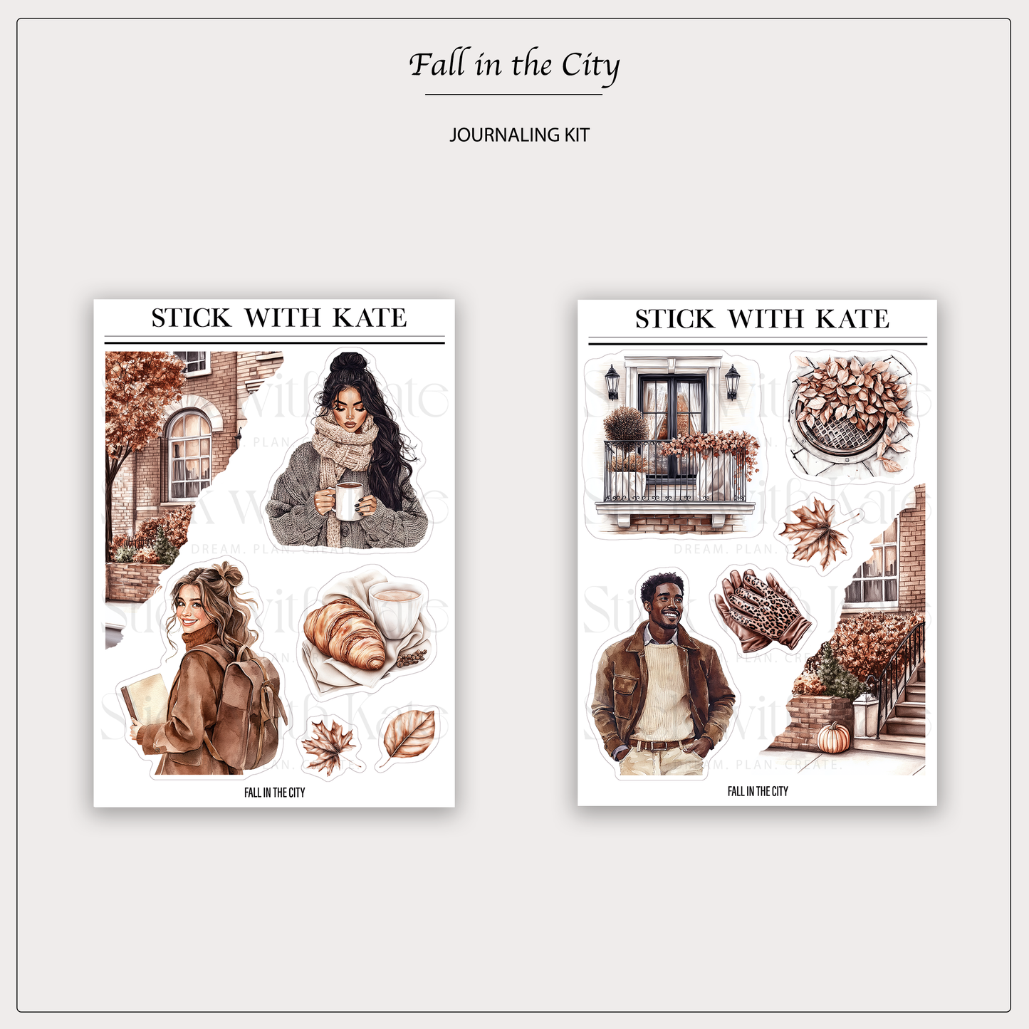 Fall in the City Journaling Sticker Kit | Set of 4 Sticker Sheets