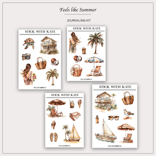 Feels Like Summer Journaling Sticker Kit | Set of 4 Sticker Sheets