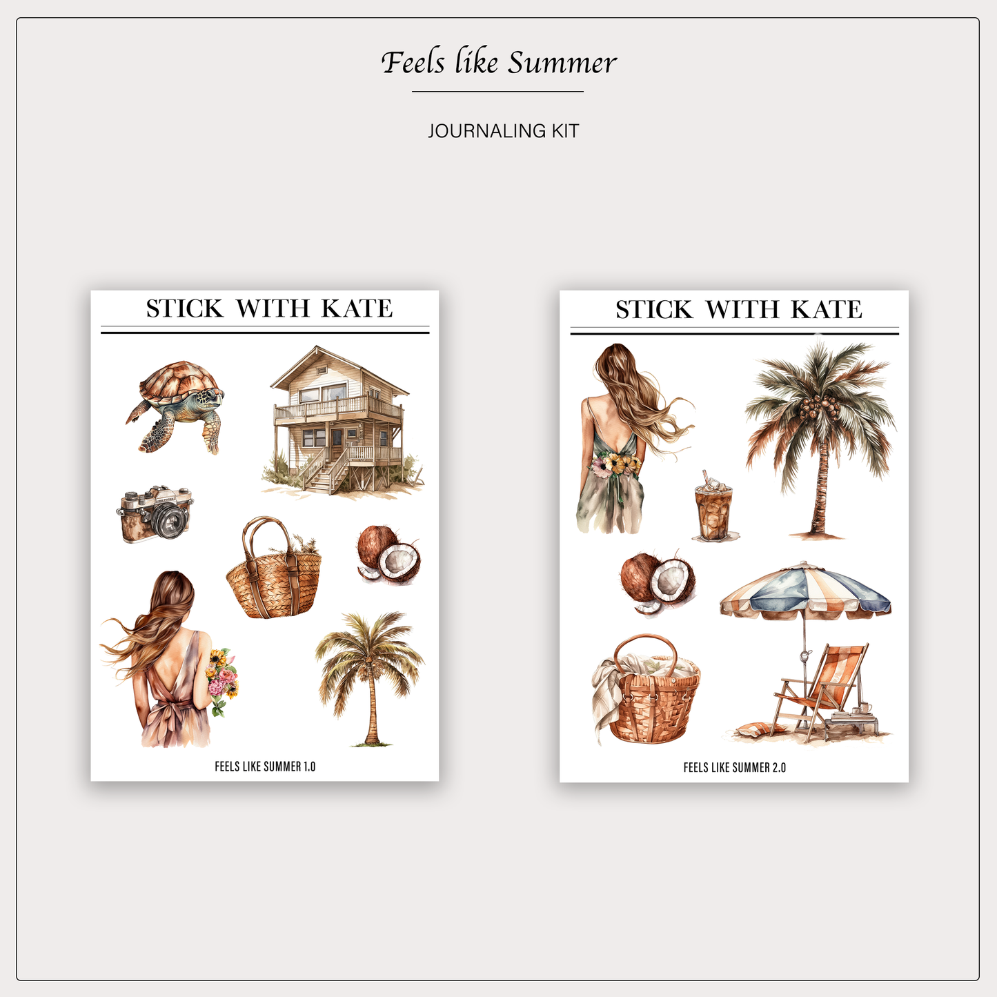 Feels Like Summer Journaling Sticker Kit | Set of 4 Sticker Sheets