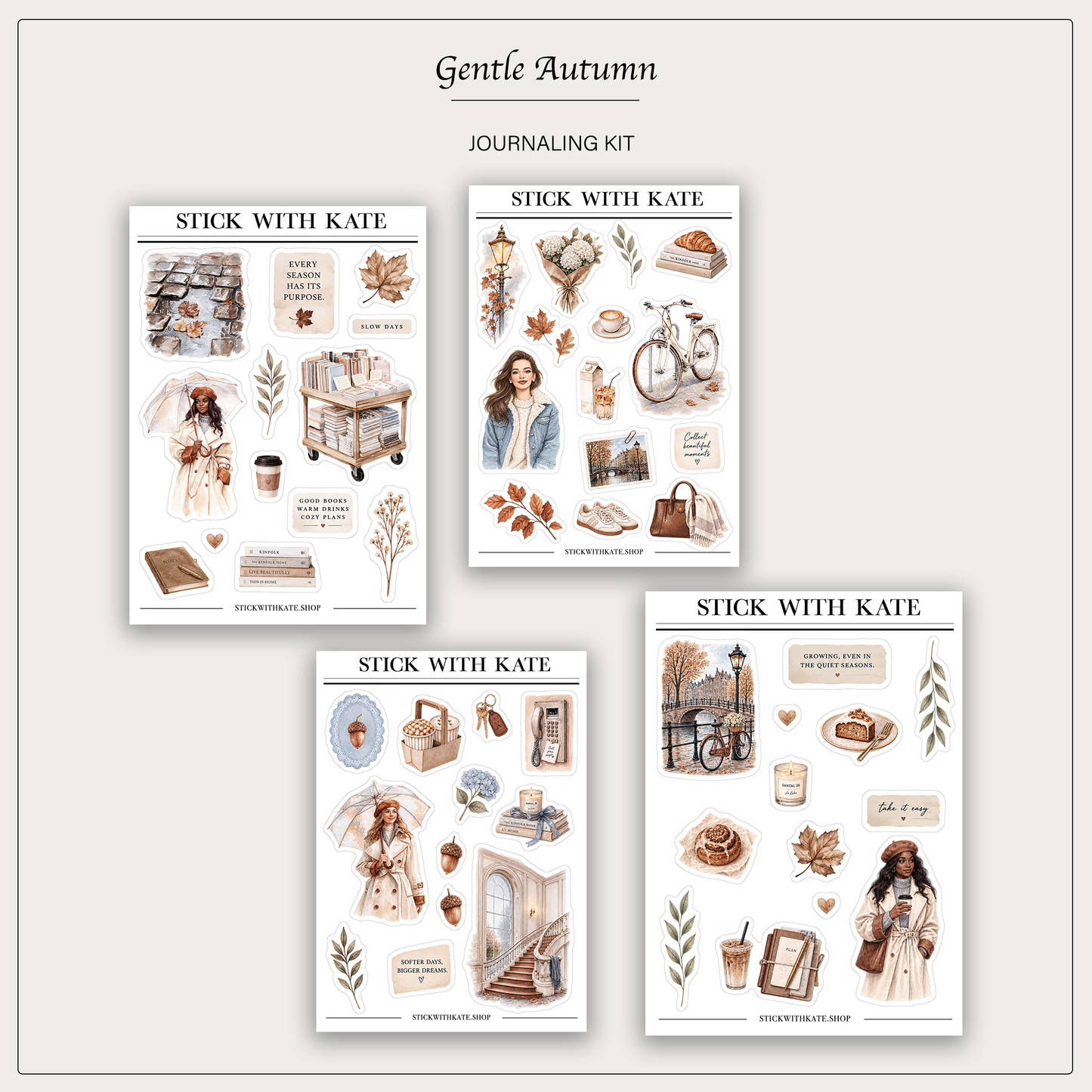 Gentle Autumn Journaling Kit | 4 Sticker Sheets