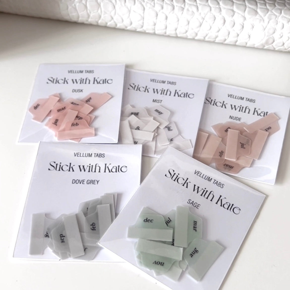 Mini Adhesive Vellum Month Tab Stickers – Elegant Planner Tabs
