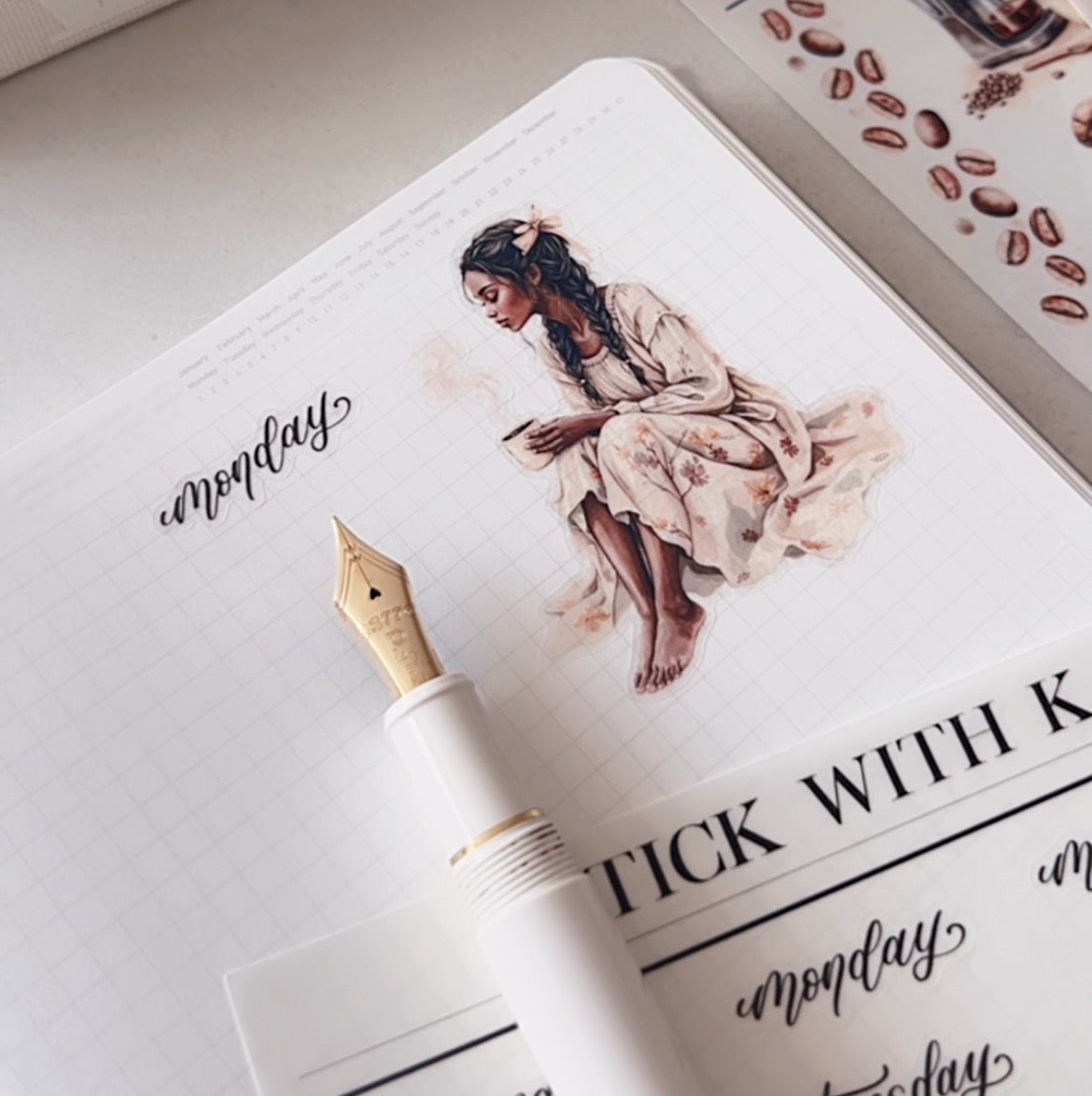 Unfolding Weeklies | Hand-lettered Sticker Sheet | Planner stickers