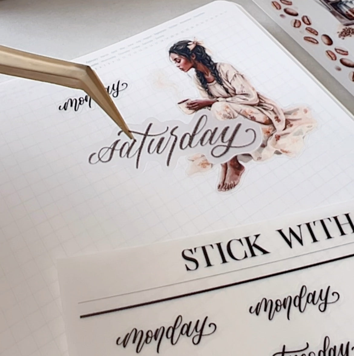 Unfolding Weeklies | Hand-lettered Sticker Sheet | Planner stickers