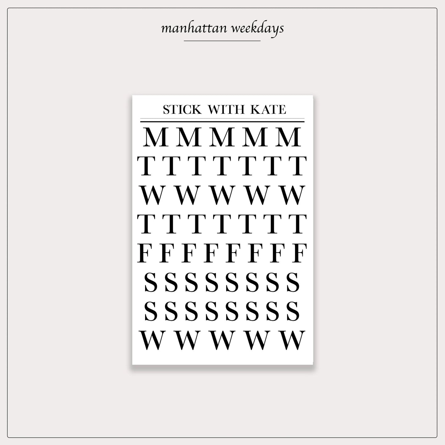 Manhattan weekdays – functional sticker sheet