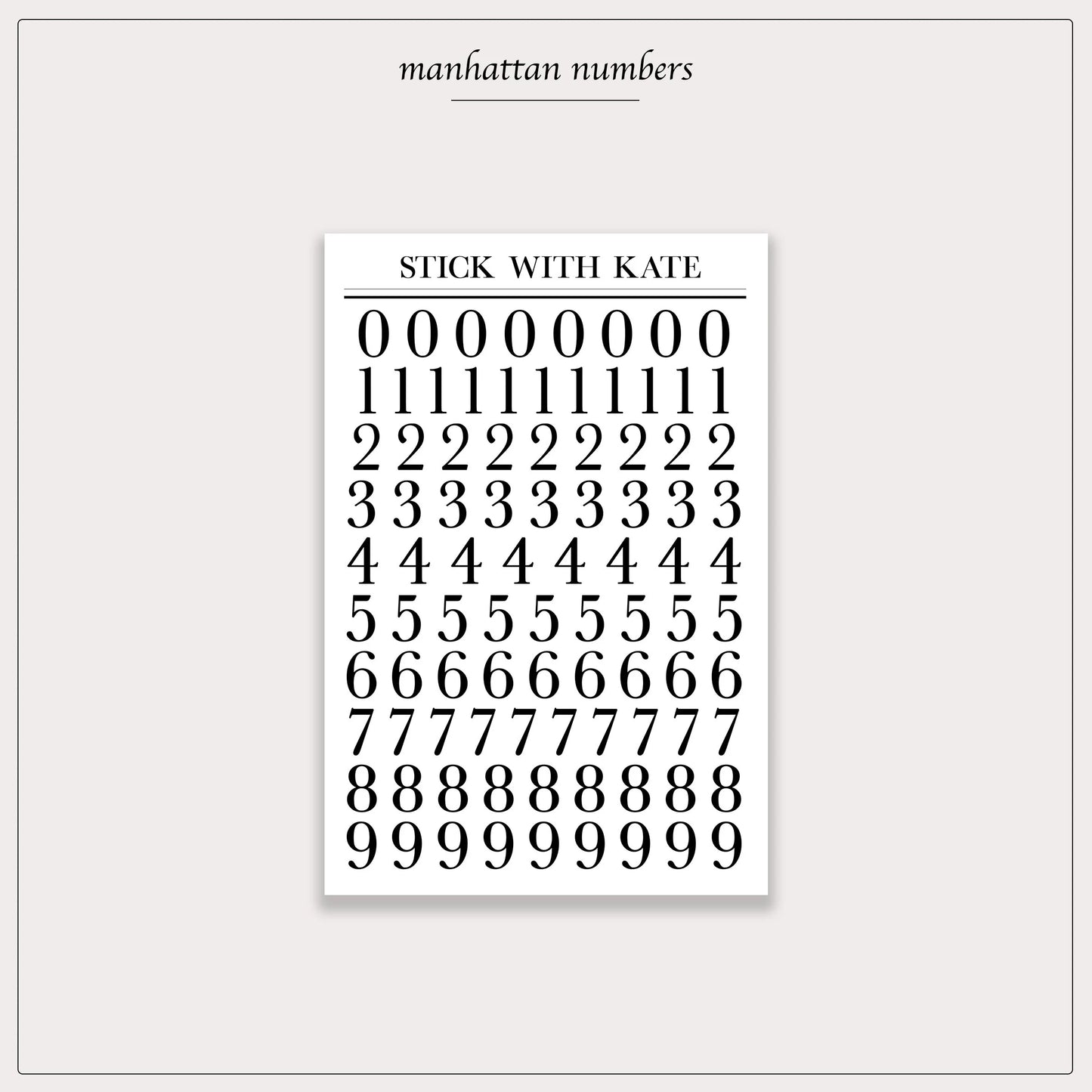 Manhattan numbers – functional sticker sheet