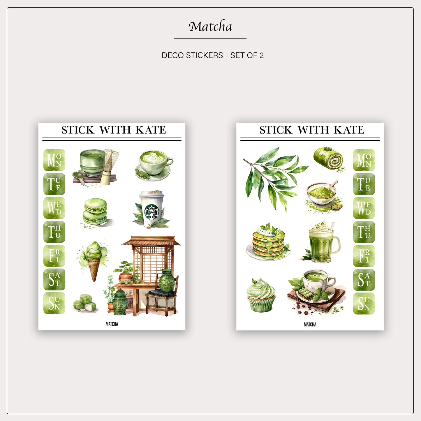 Matcha Sticker Set | 2 Sheets
