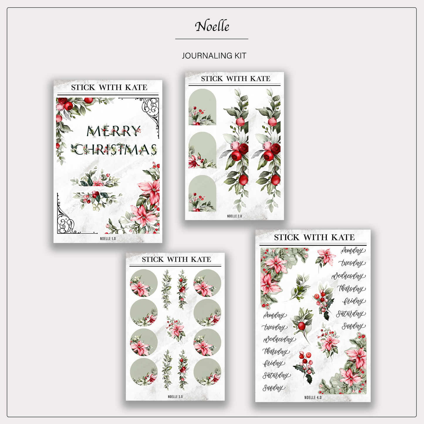 Noelle Journaling Kit | Set of 5 Sticker Sheets