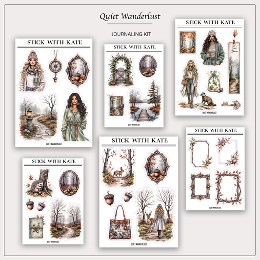 Quiet Wanderlust Journaling Sticker Kit - 6pc sticker set