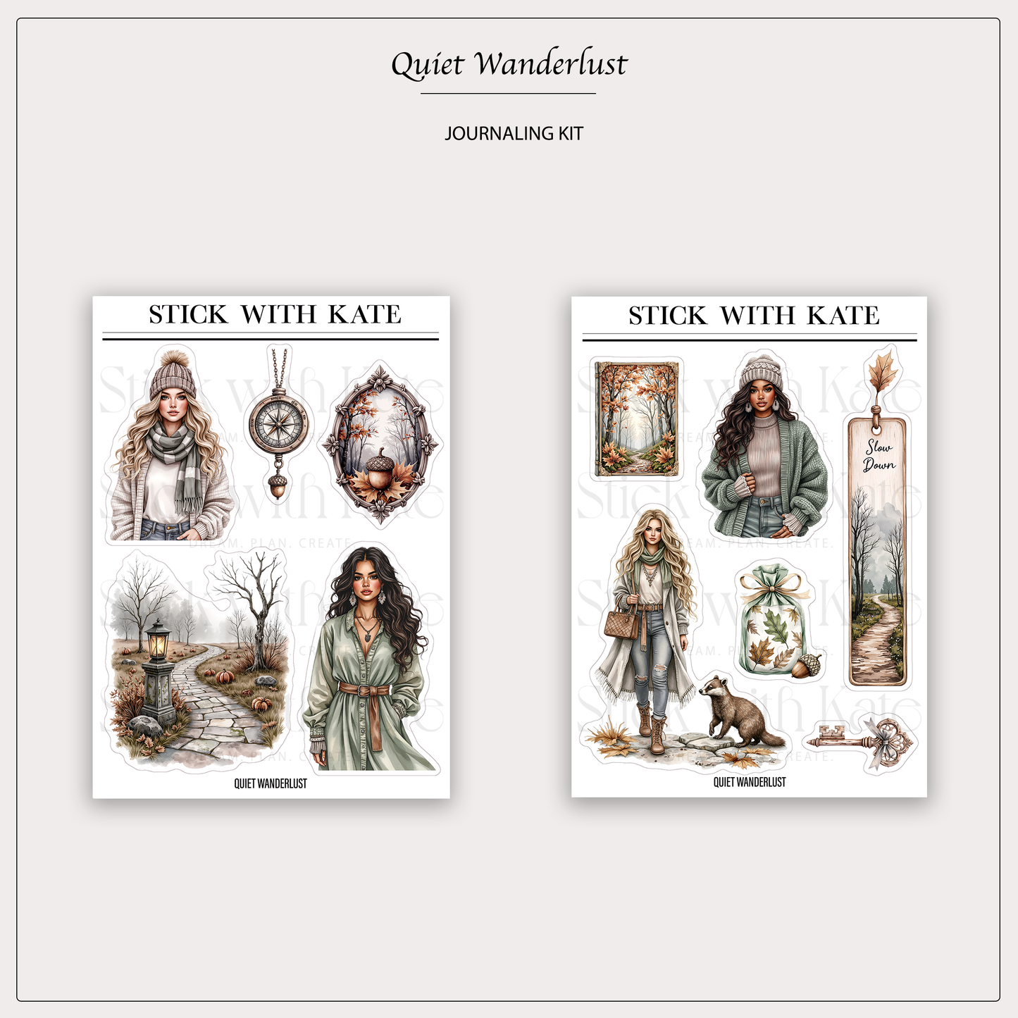 Quiet Wanderlust Journaling Sticker Kit - 6pc sticker set