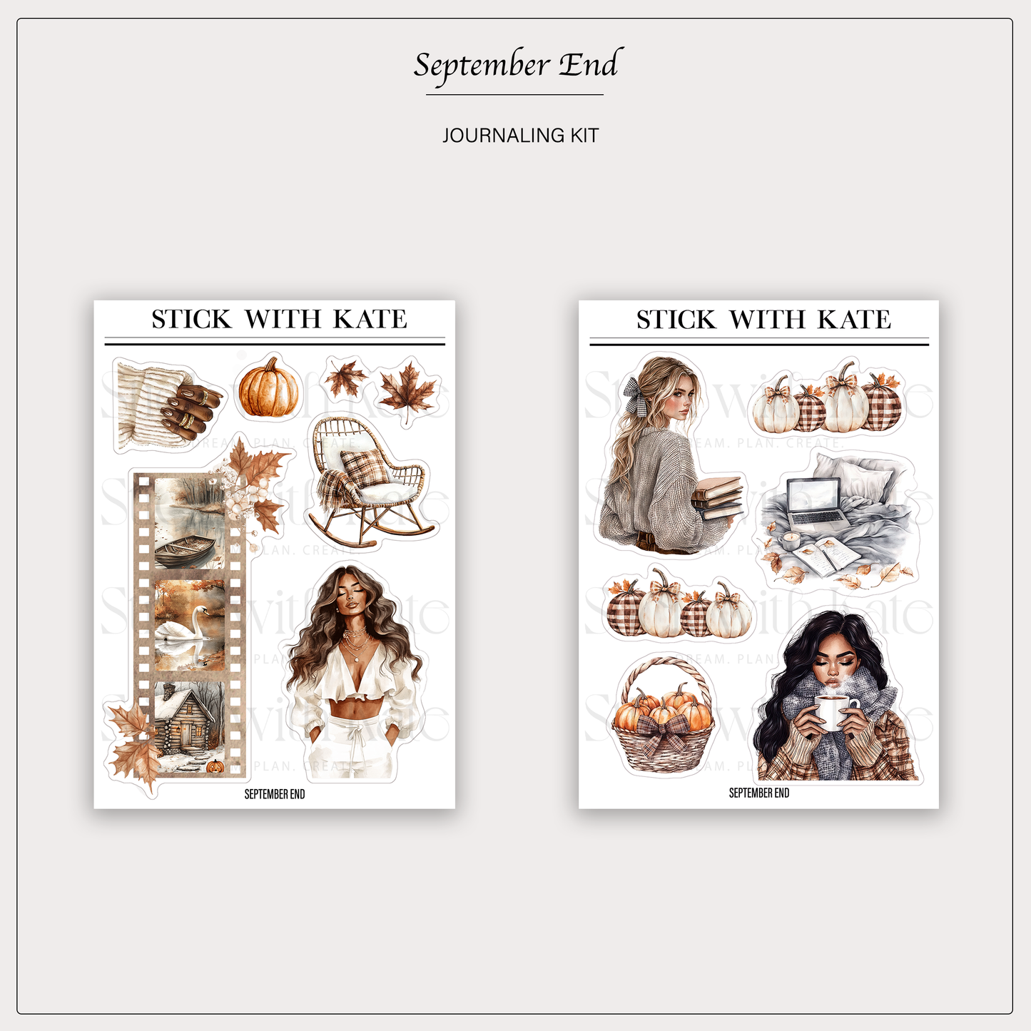 September End Journaling Kit | Set of 6 Sticker Sheets