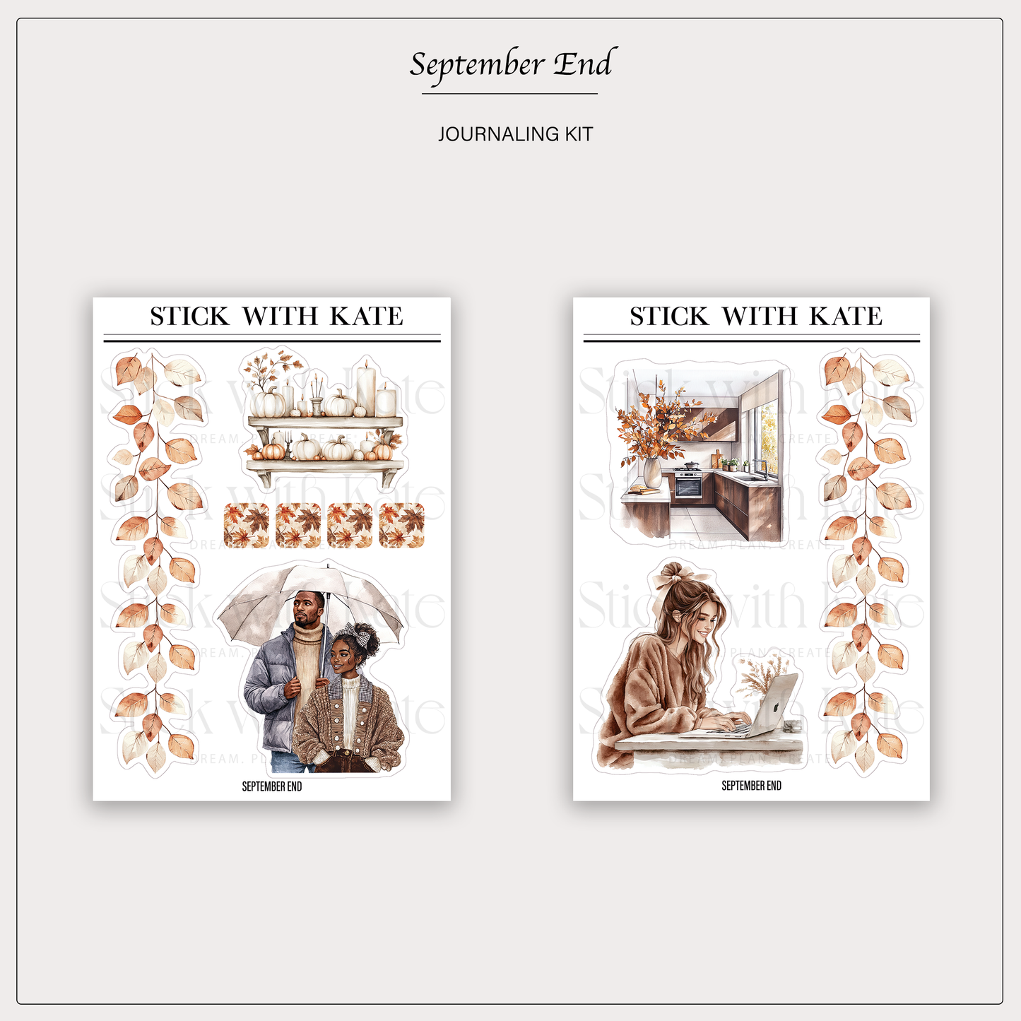 September End Journaling Kit | Set of 6 Sticker Sheets
