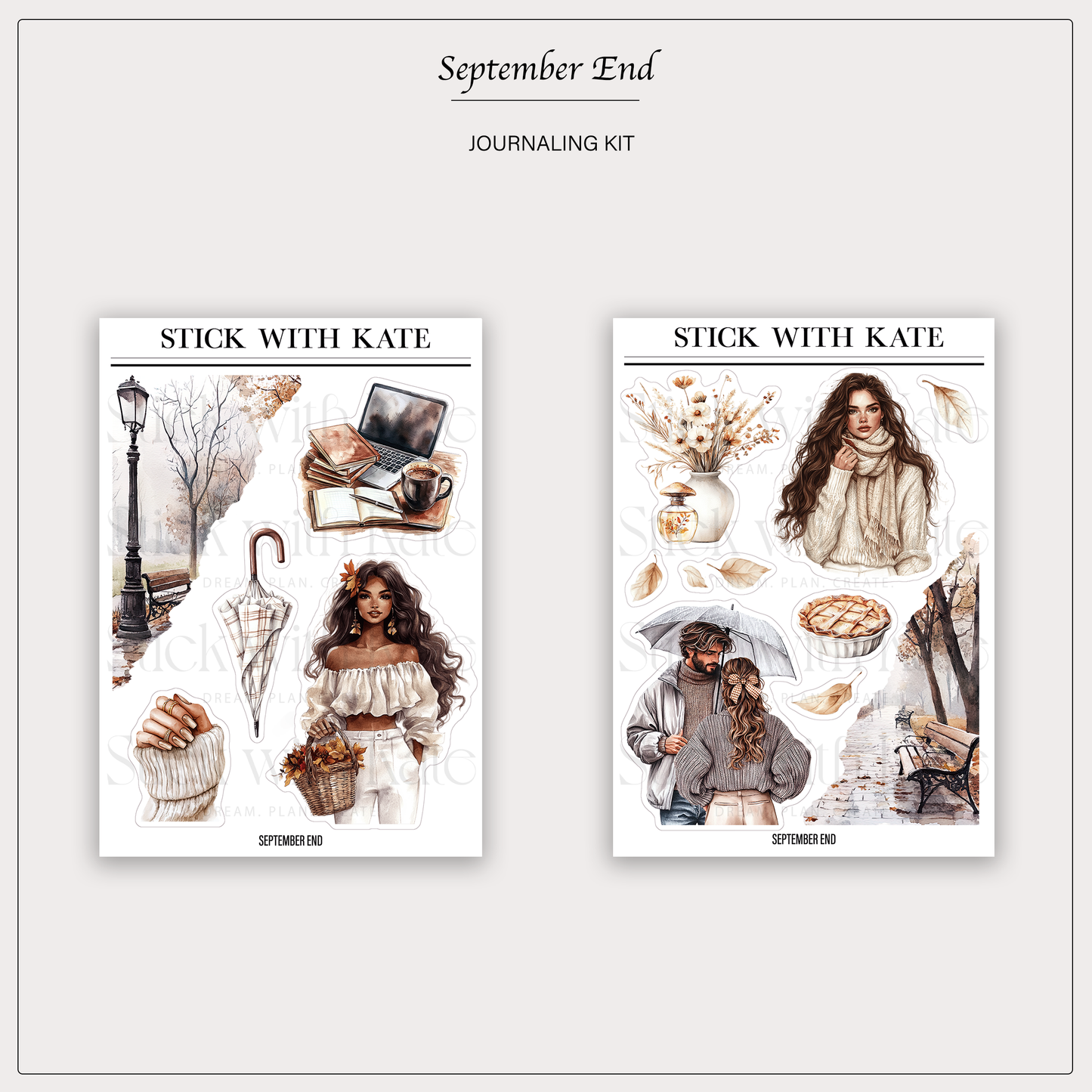 September End Journaling Kit | Set of 6 Sticker Sheets