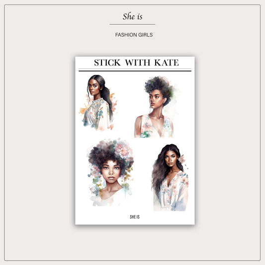 She Is sticker sheet