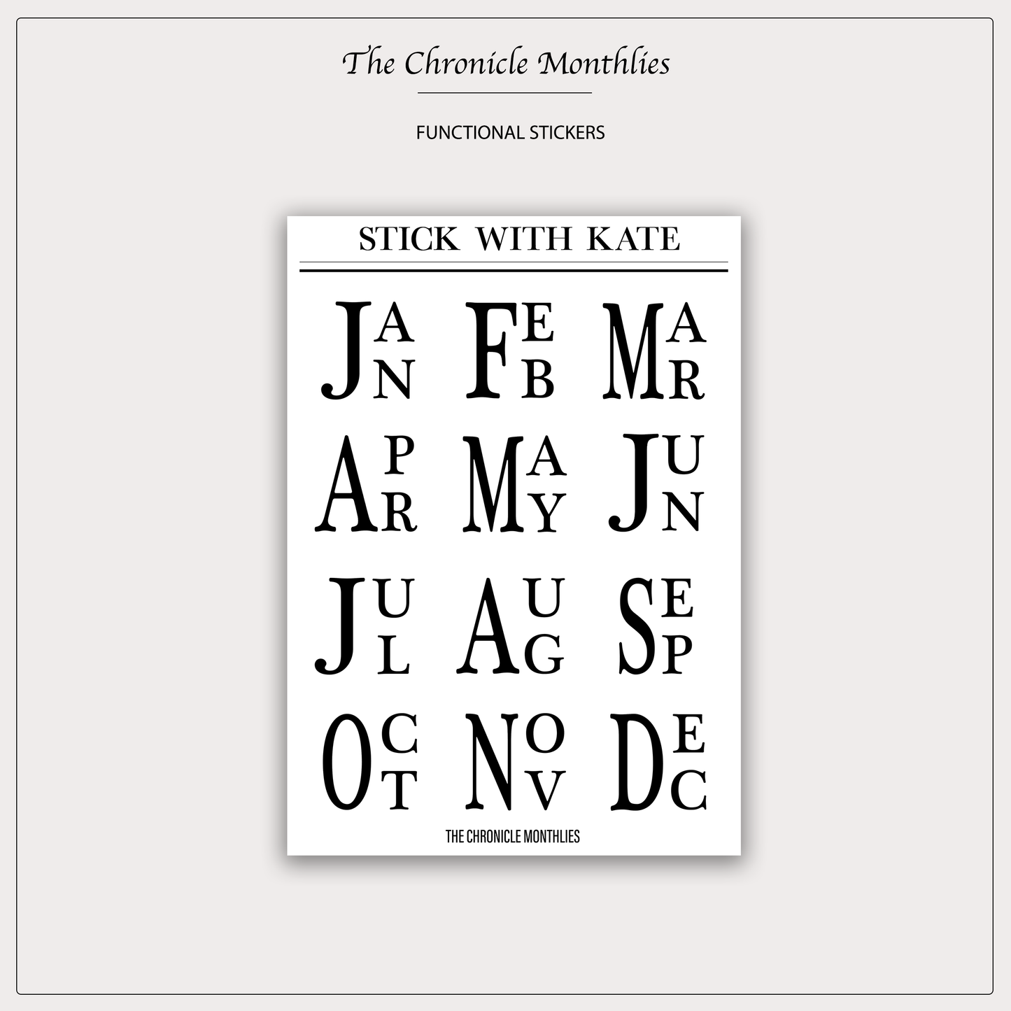 The Chronicle Monthlies – functional sticker sheet