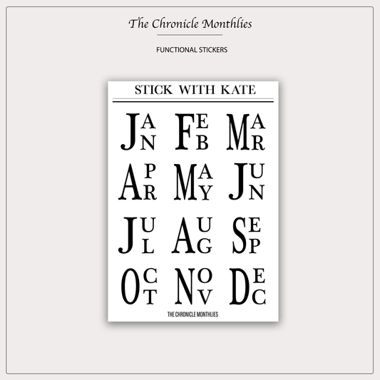 The Chronicle Monthlies – functional sticker sheet