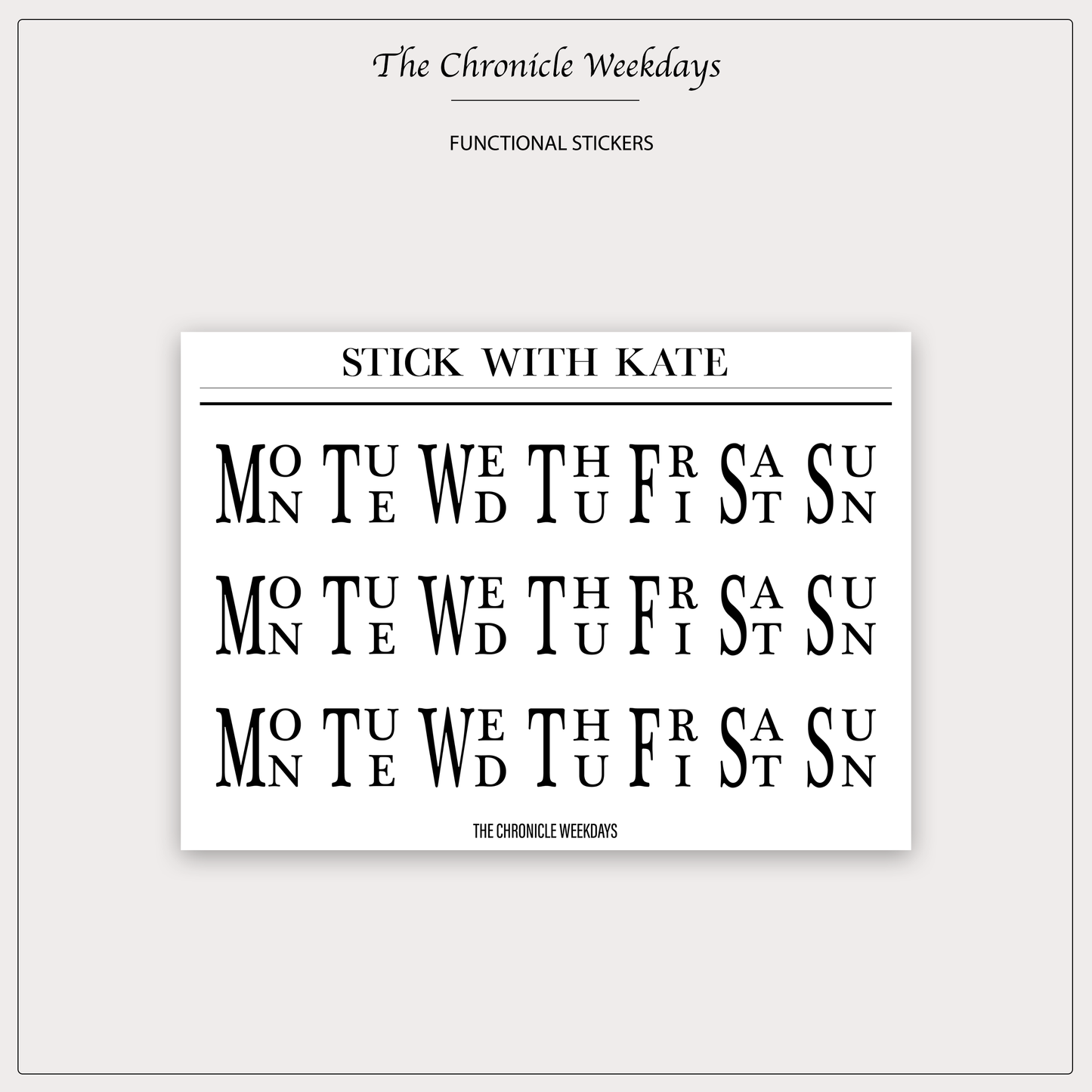 The Chronicle weekdays – functional sticker sheet