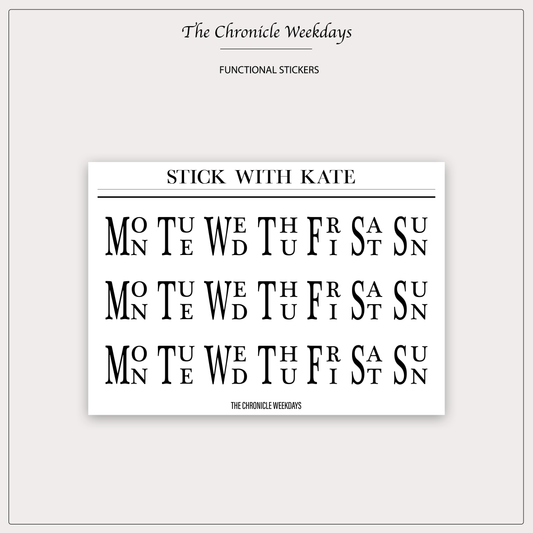 The Chronicle weekdays – functional sticker sheet (kopie)