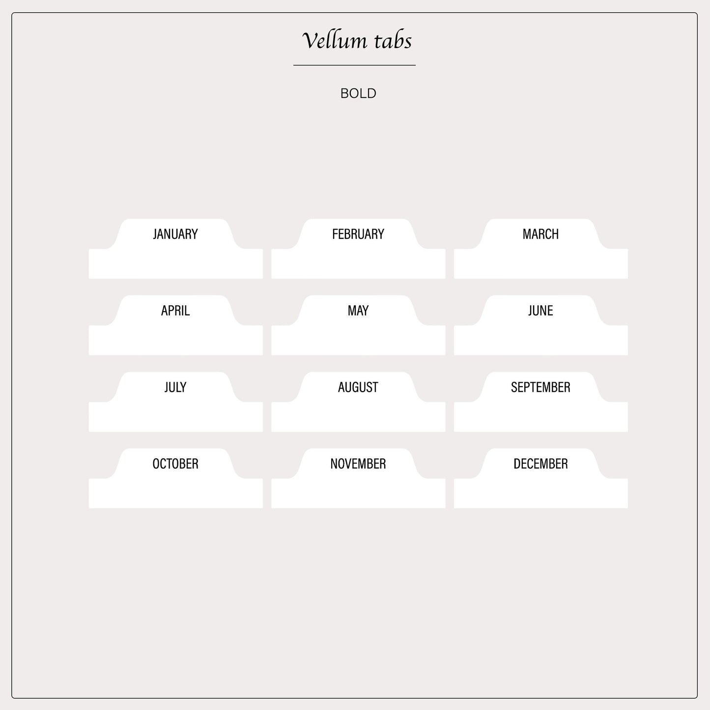 Adhesive Vellum Month Tab Stickers – Planner Tabs