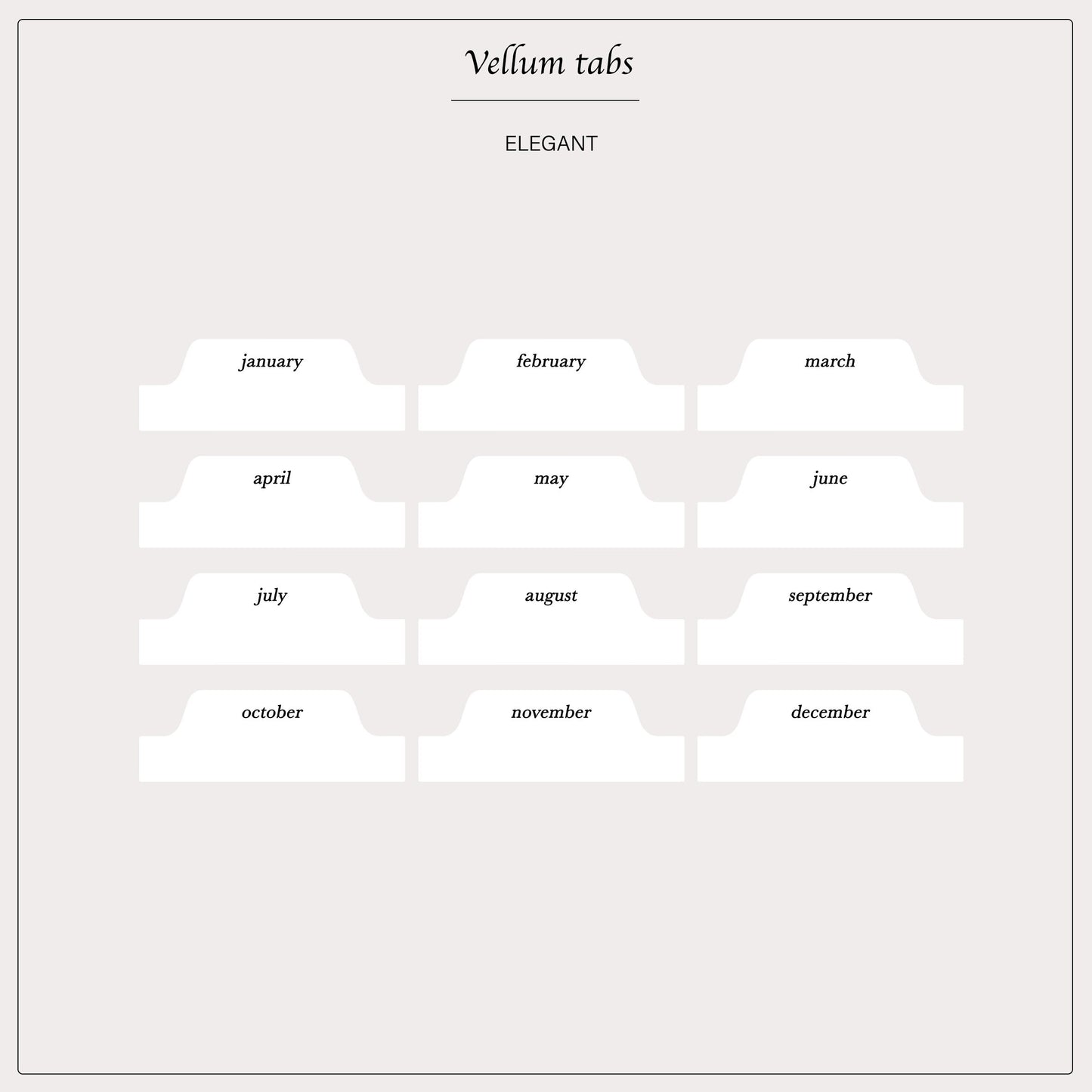 Mini Adhesive Vellum Month Tab Stickers – Elegant Planner Tabs