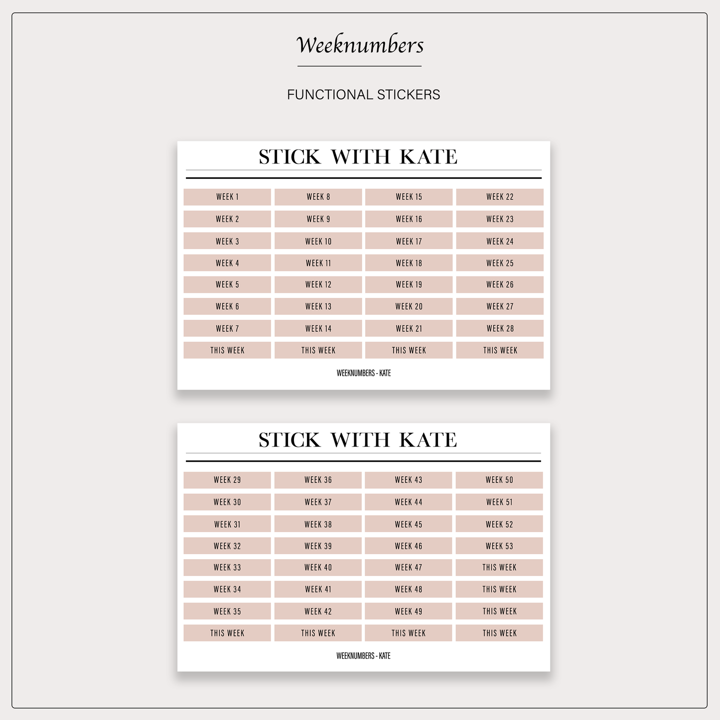 Weeknumbers (1–53) – functional sticker sheet