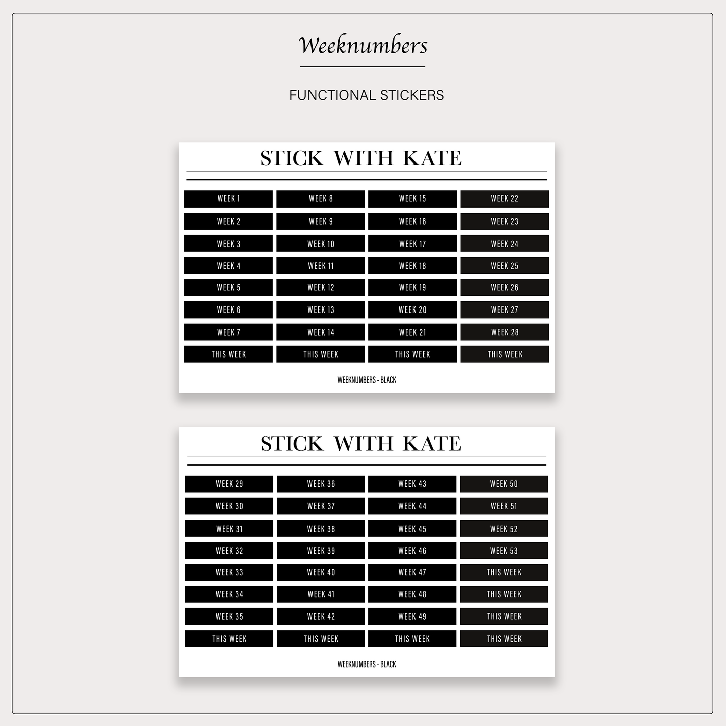 Weeknumbers (1–53) – functional sticker sheet