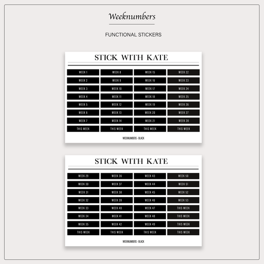Weeknumbers (1–53) – functional sticker sheet