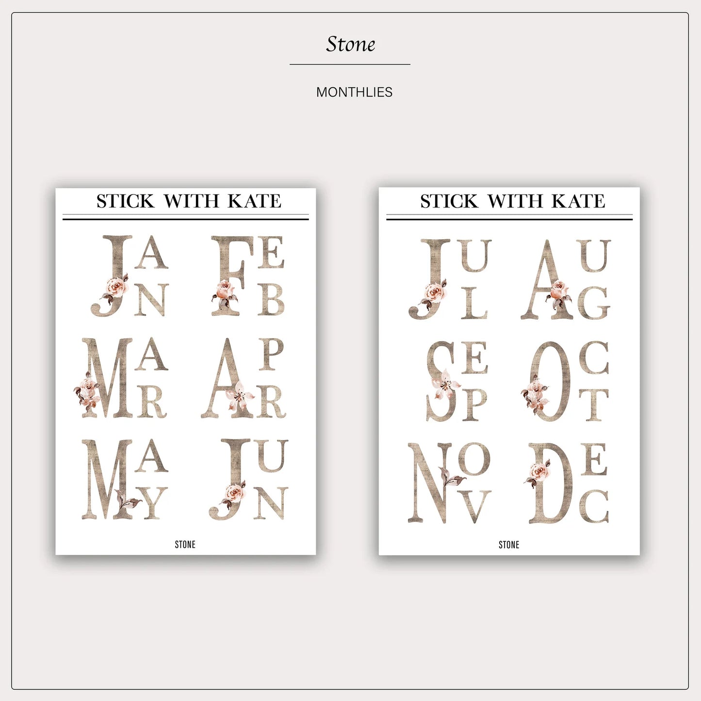Stone Monthlies XL – functional sticker sheet