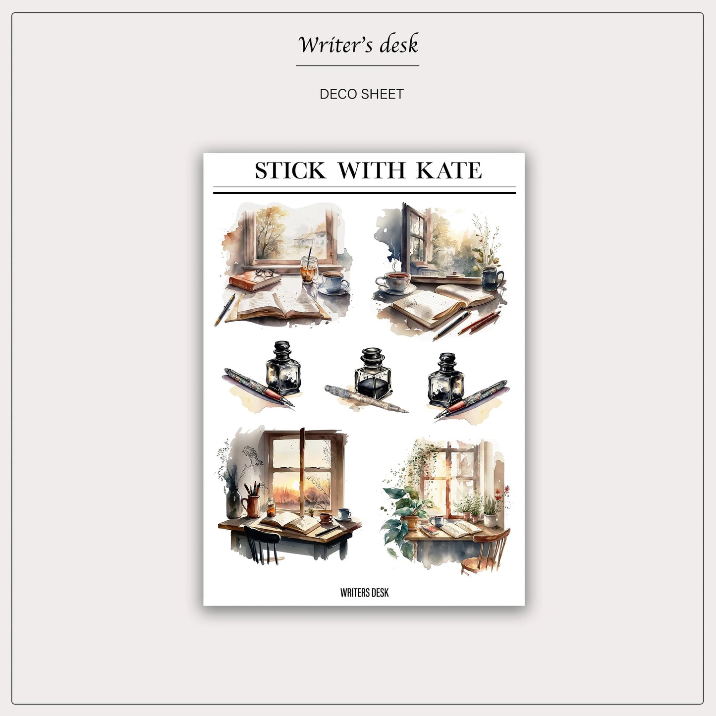 Writers Desk sticker sheet